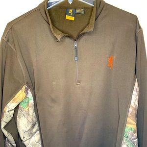 Browning Quarter Zip Pullover Brown Camo Accents Men’s XL